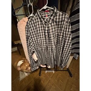 Cactus XXL Mens Button Down Shirt Long Sleeve‎ Plaid Checkered Casual